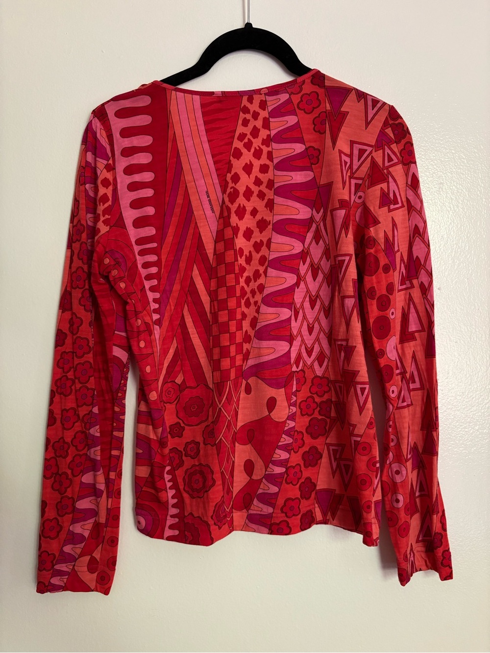 Vintage Italian silk wool blend long sleeve Pucci-style print top - Picture 2 of 3